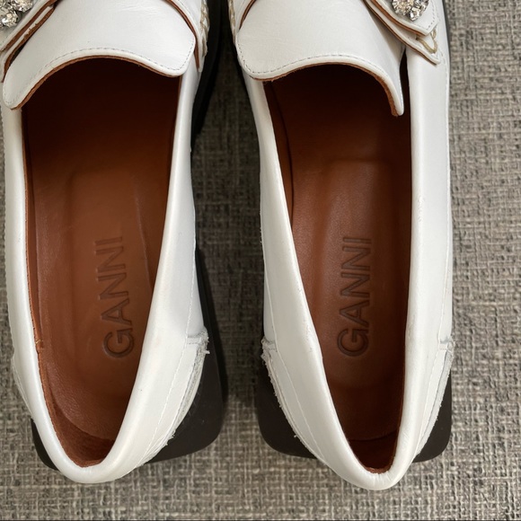 NEW Ganni White Embellished Loafer - Picture 5 of 11